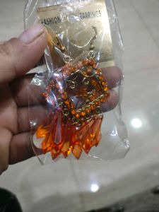 Orange Crystal Fashion Earrings