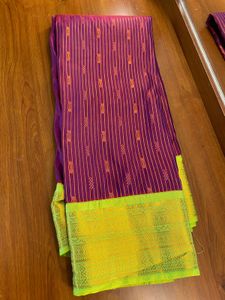 🪻Brinjal Purple with green border Saree🪻