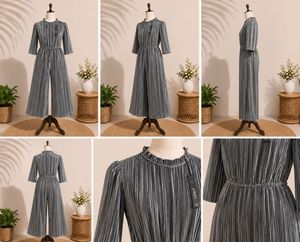 ONLY Silver Pleated Velvet Jumpsuit