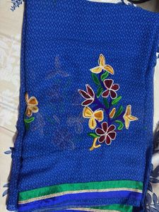 Beautiful Blue Embroidered Saree