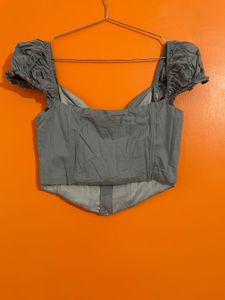 Light Blue Corset Top with Zipper