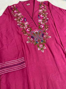 Vibrant Pink Embroidered Kurta
