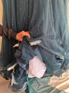Blue Heavy Flare Handwork Gown