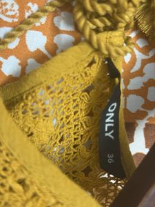 Mustard Lace Ruffle Blouse