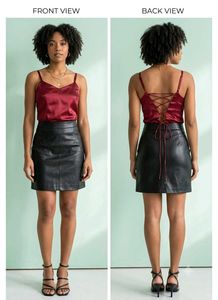 Satin Lace-Up Cami Top