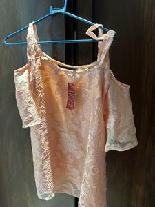 Off Shoulder Rose Top With Beautiful Brasso Work