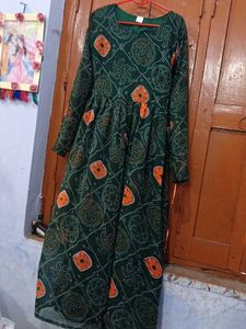 Green Printed Maxi Dress