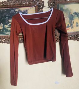 Deep Square Neck Brown Top🤎