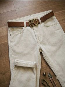 Cream Corduroy Wide Leg Pants