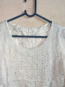 White Eyelet Tunic Top Layered