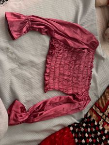 Smocked Pink Long Sleeve Top