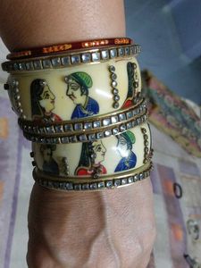 Set of Ethnic Bangles with Hand-Painted Design