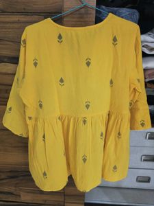 Yellow Printed Kurti style Top