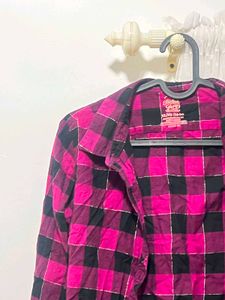 Pink &amp; Black Plaid Long Sleeve Shirt