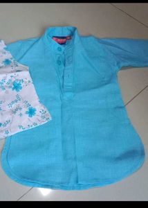 Boys Blue Floral Kurta Set