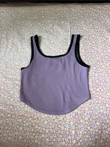Alex Stevens Purple Ribbed Crop Top