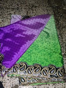 crape Gorgeous Green &amp; Purple Saree