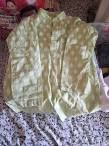 kids Yellow and green Embroidered Kurtas