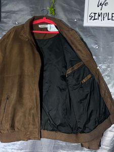 Brown Suede Bomber Jacket