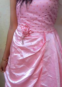 Hot Pink Gown For Girls With Detachable Shrug🎉