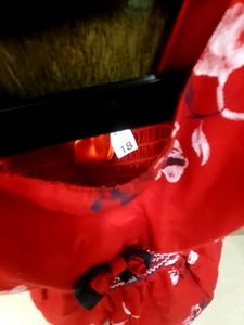 Rarely Used Red Cotton Frock 12 To 18 Month Baby