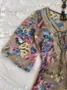 chatpata neckline sheer kurti