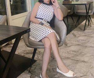 Chic Polka Dot Halter Neck Dress