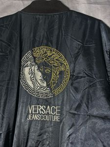 Black Bomber Jacket with Emblem