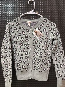 Girls Grey Leopard Print Cardigan