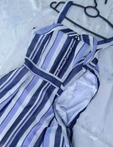 Striped Midi Dress with Ruffle Hem