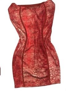 Eye-Catching Red Croc Print Mini Dress
