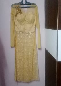 Elegant Yellow Lace Dress
