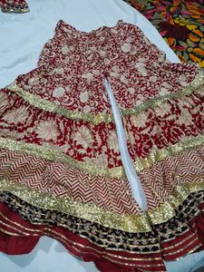 Red Floral Kurta with Trouser