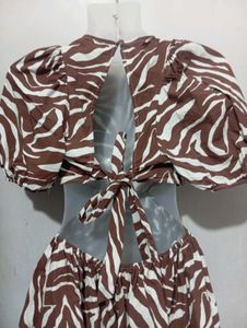 Trendy Zebra Print Cut-Out Mini Dress