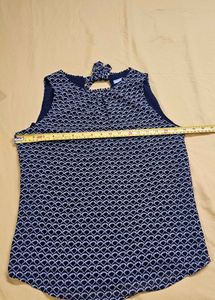 H&amp;M Women Navy Blue Printed Tie-Up Top