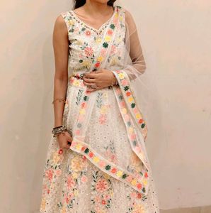Embroidered Lehenga Choli Set Mirror work