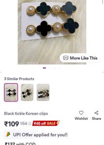 Elegant Black Clover &amp; Pearl Hair Clips