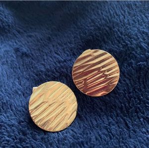 Gold Textured Round Earrings