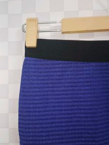 (700)Blue Mini Skirt with Textured Detail