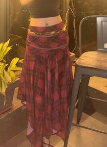 Chic Red Plaid Asymmetrical skirt