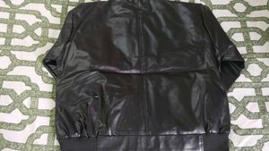 Black Faux Leather Bomber Jacket