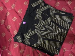 Elegant Black Kurta with Golden Embellishments