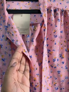 Chic Pink Floral Button-Up Blouse