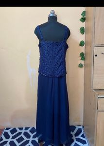 Elegant Navy Blue Embellished Gown