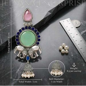 Oxidized Silver Elephant Jhumka Earrings