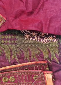 Maroon embroidery border saree with blouse