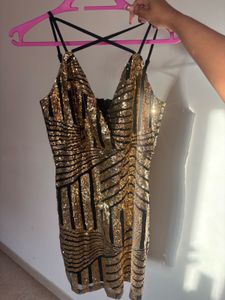 Sparkling Gold &amp; Black Sequin Dress