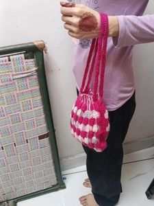 Handmade Crochet Drawstring Pouch Bag