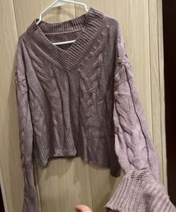 Cozy Mauve Cable Knit Sweater