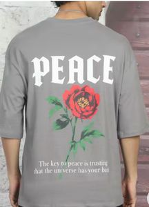 Shein Grey Graphic T-Shirt with Rose Print